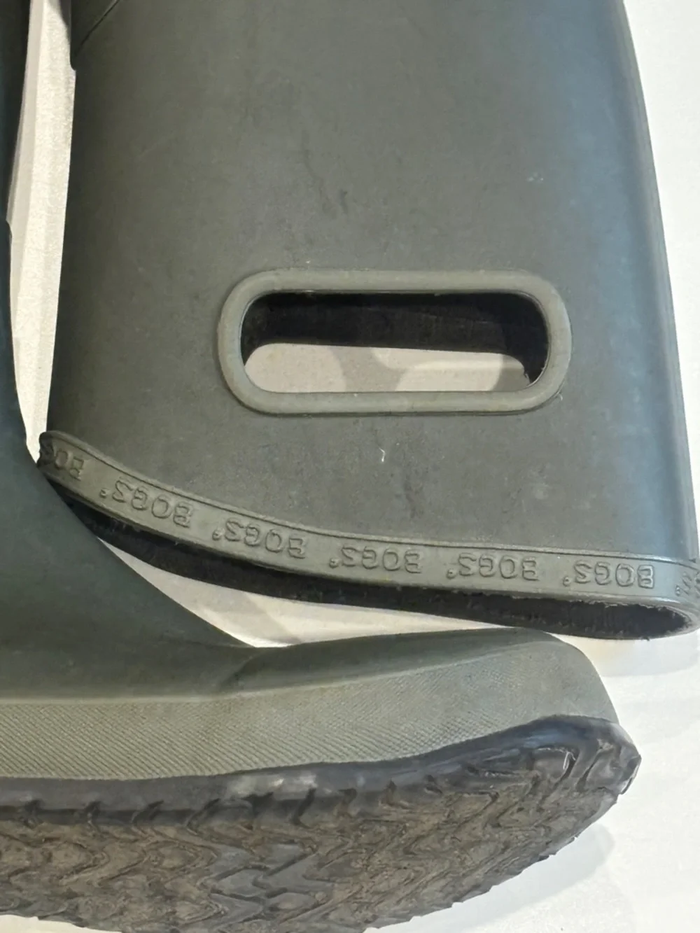 Bogs Kids Olive Rubber Rain Boots with Easy-Grip Handles
